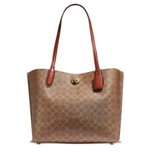 Signature Coated Canvas Willow Tote with Interior Zip Pocket