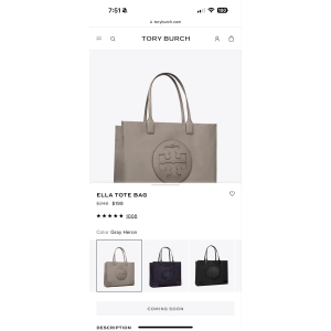 Tory Burch Ella Tote Bag Grey Heron